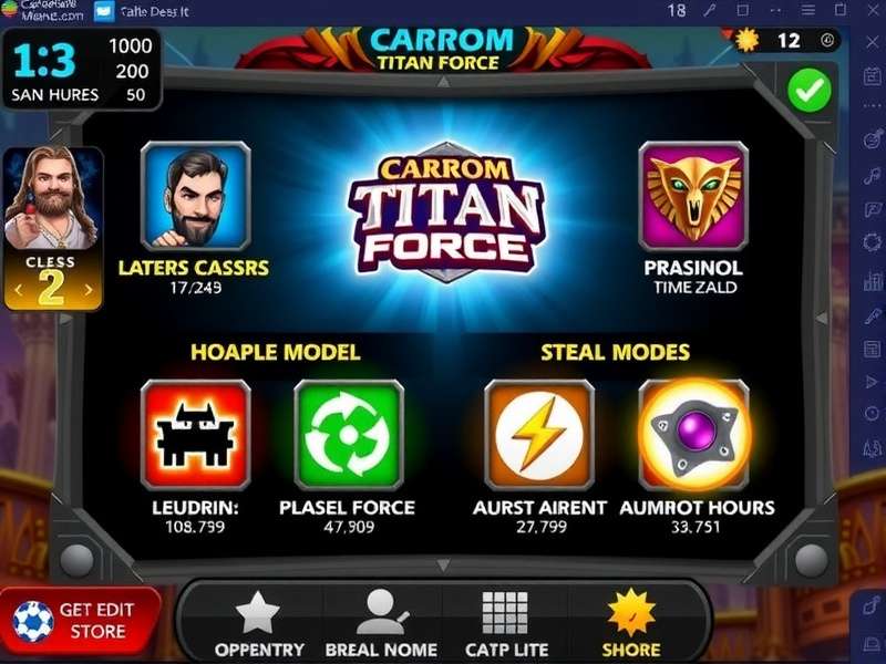 Carrom Titan Force - Main Screen Carrom Titan Force main interface showing game modes and vibrant design